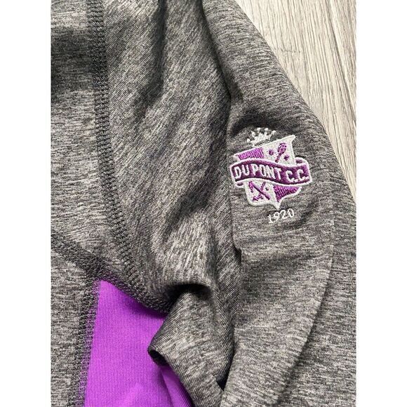 Footjoy Jacket‎ Womens Medium Gray Heathered Purple Mock Neck Monogram - Picture 7 of 10